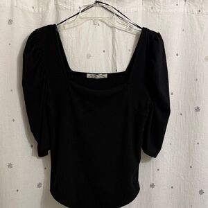 We the People by Free People Black Square Neck Blouse